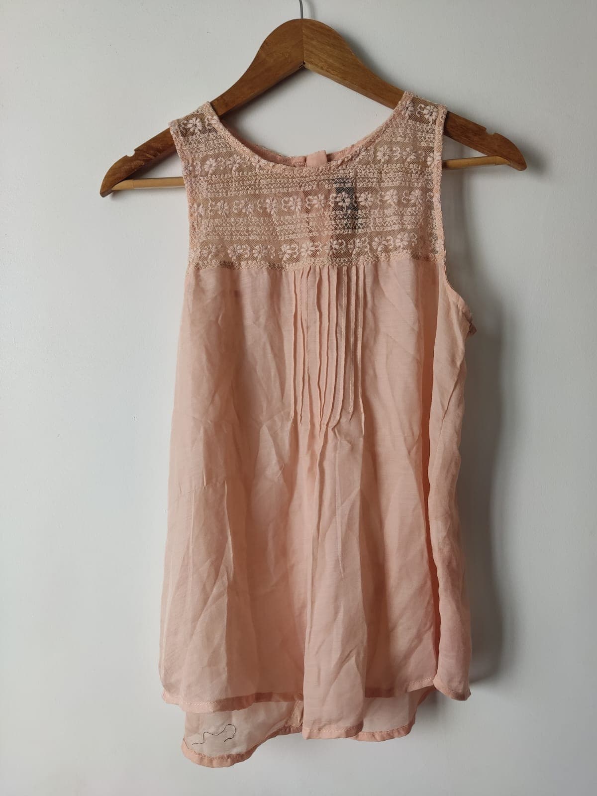 Blush Pink Lace Detail Sleeveless Top
